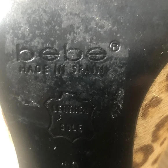 Bebe Tan Leopard Print Mules - Picture 6 of 9